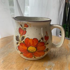 Vintage Momoyama stoneware orange poppy creamer
